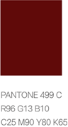 PANTONE 499 C. R96 G13 B10. C25 M90 Y80 K65